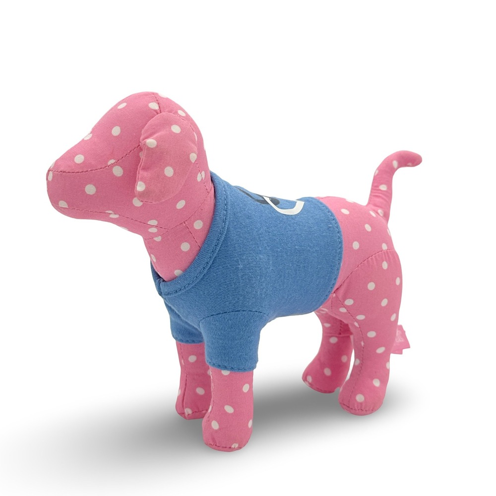 Victorias Secret PINK Plush Mascot Dog Pink Polka Dot Peace Heart Blue Teen Y2K